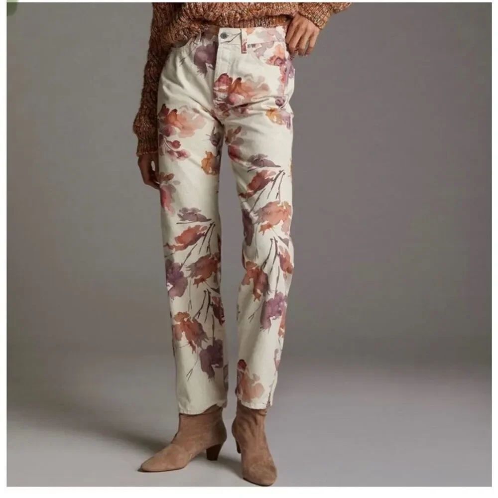AG Adriano Goldschmied Alexxis high waist jeans in Wine Floral neutral sz 28 NWT